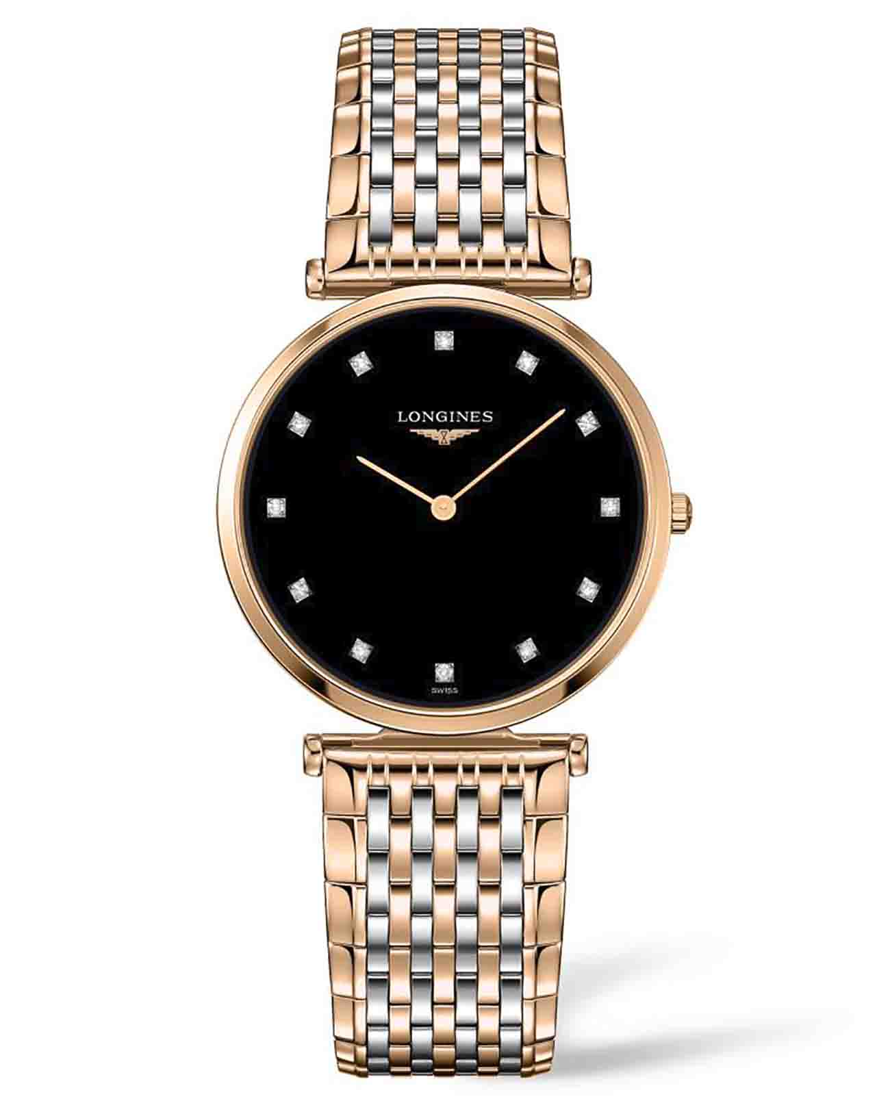 Longines Longines La Grande Classique L4.709.1.57.7  L47091577 кварцевые женские часы черный циферблат, браслет нержавеющая сталь — вид спереди